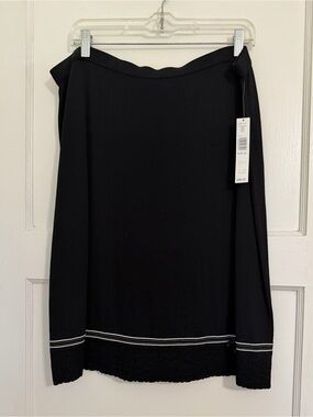 NWT Kate Hill Black Midi Skirt with Contrast Hem Stitching 🌹